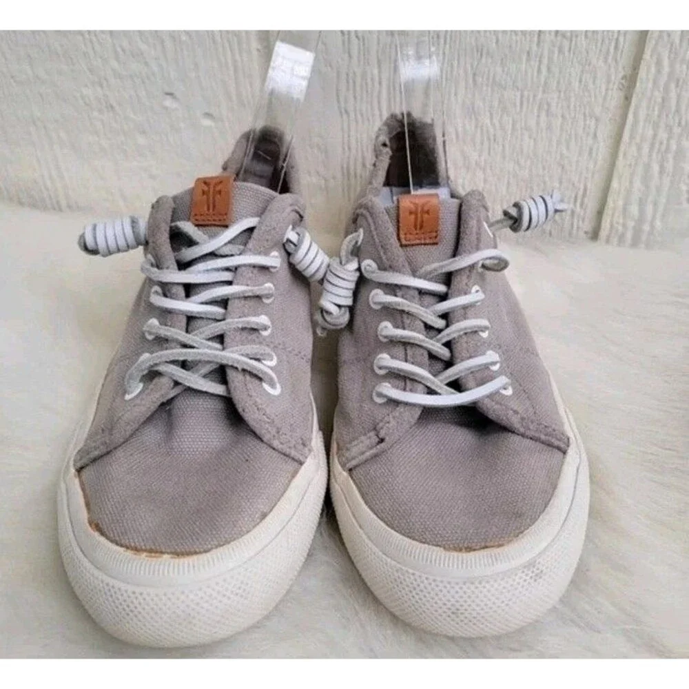 Frye canvas leather gray sneakers womens  sz 8